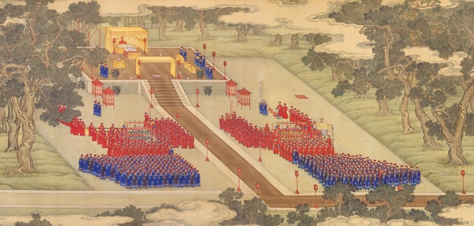 Một phần của bức tranh miêu tả cảnh Hoàng đế Ung Chính làm lễ tế trời (Ảnh: Theo npm.gov.tw)